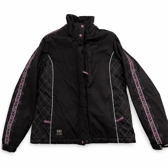 Lecaf Women’s Snowboard Jacket Small 95 Black Purple Quilted Insulated Ski Coat - Picture 1 of 17